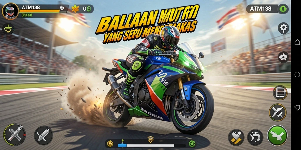 Tampilan menakjubkan dari gameplay balapan motor di ATM138.