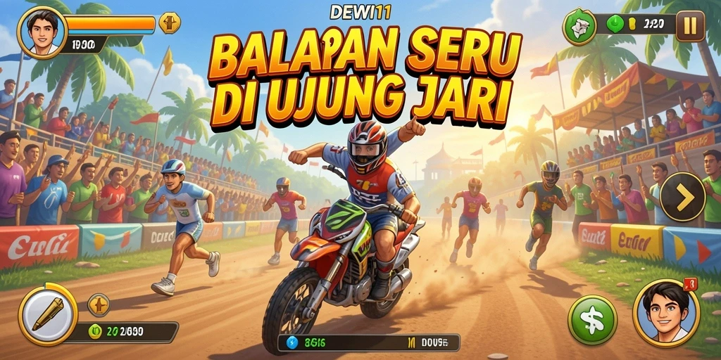 Tampilan gameplay menarik di DEWI11 dengan berbagai mobil balap.
