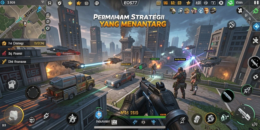Tangkapan layar gameplay menunjukkan pertempuran strategis yang mendebarkan.