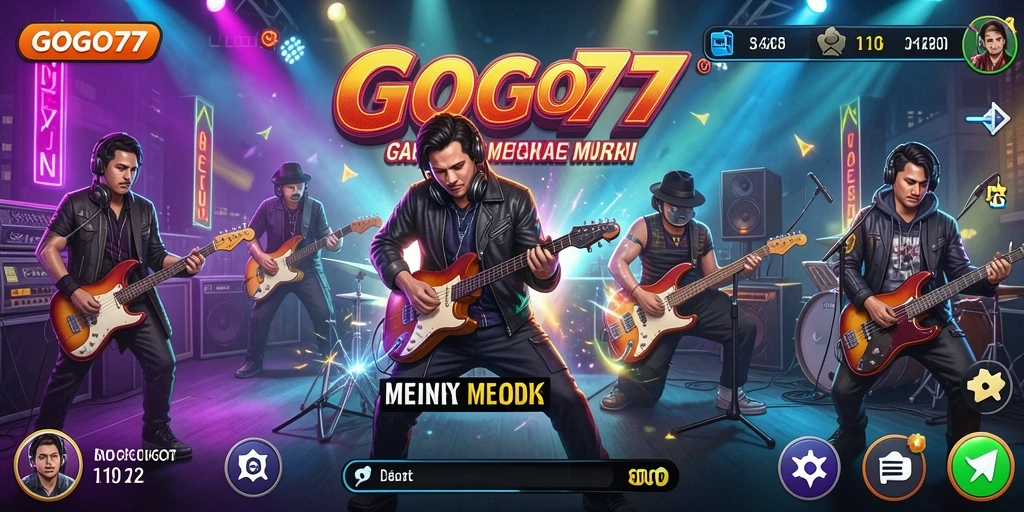 Tangkapan layar utama GOGO77 menampilkan gameplay musik yang seru.