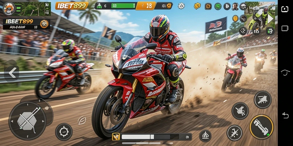 Gameplay seru di balapan motor dengan efek grafis menakjubkan.