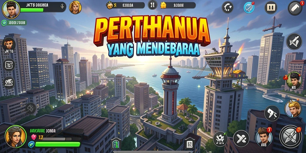 Tampilan gameplay menara yang menantang di JKT8.