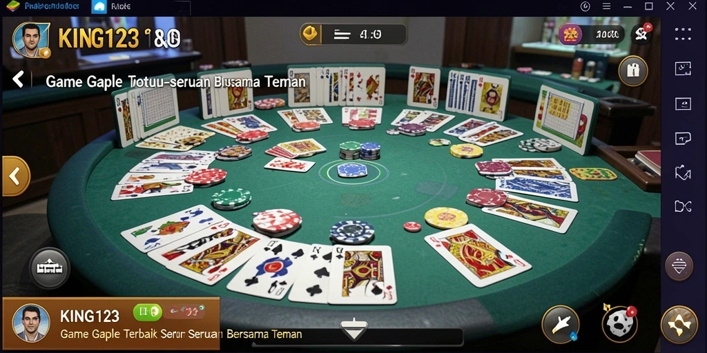 Screenshot utama KING123 menampilkan gameplay gaple yang seru dan interaktif.
