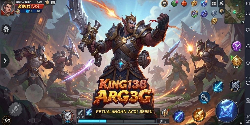 Screenshot gameplay KING138 menampilkan aksi pertarungan yang intens dalam dunia fantasi.