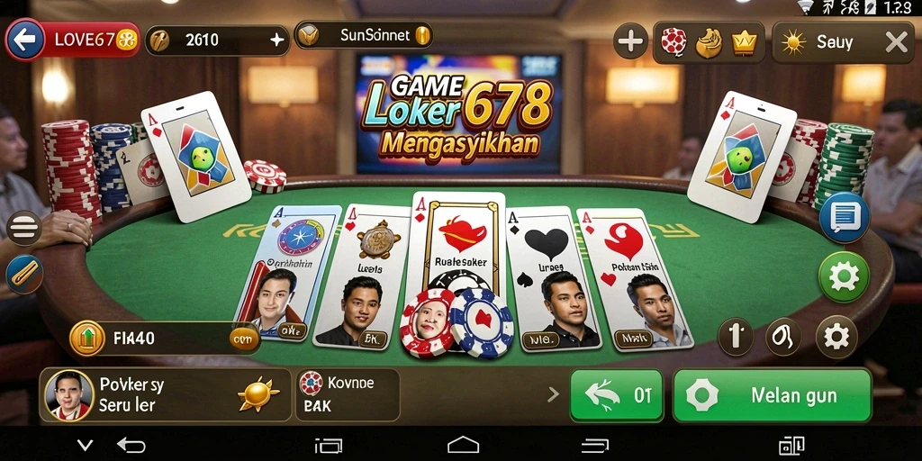 Tampilan gameplay Poker yang menegangkan dan mengasyikkan.
