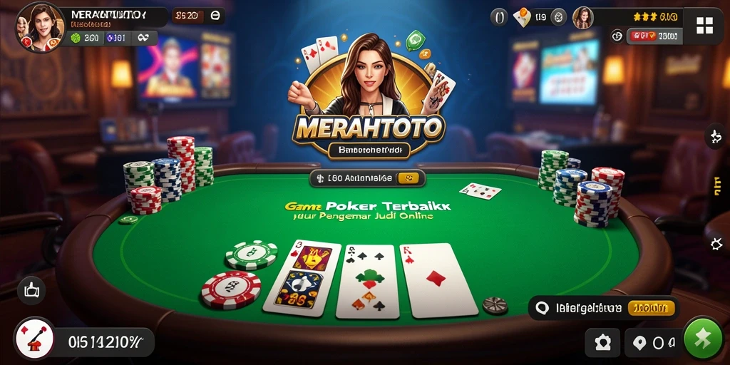 Screenshot gameplay MERAHTOTO menampilkan suasana Poker yang mendebarkan.