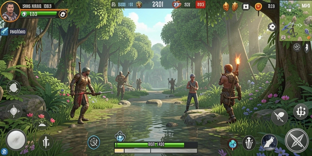 Screenshot MPO303 menampilkan dunia simulasi yang hidup dan interaktif.