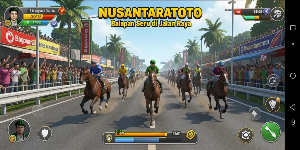 Tampilan gameplay seru NUSANTARATOTO dengan berbagai jenis mobil balap.
