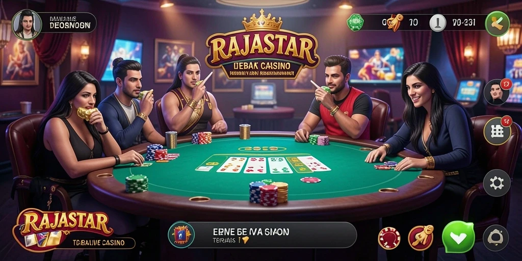 Screenshot gameplay RAJASTAR menunjukkan suasana kasino live yang menarik.