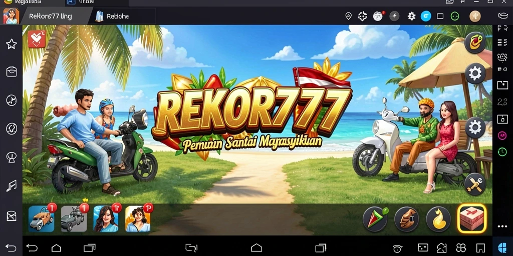 Tangkapan layar menunjukkan gameplay seru dan penuh warna dari REKOR777.