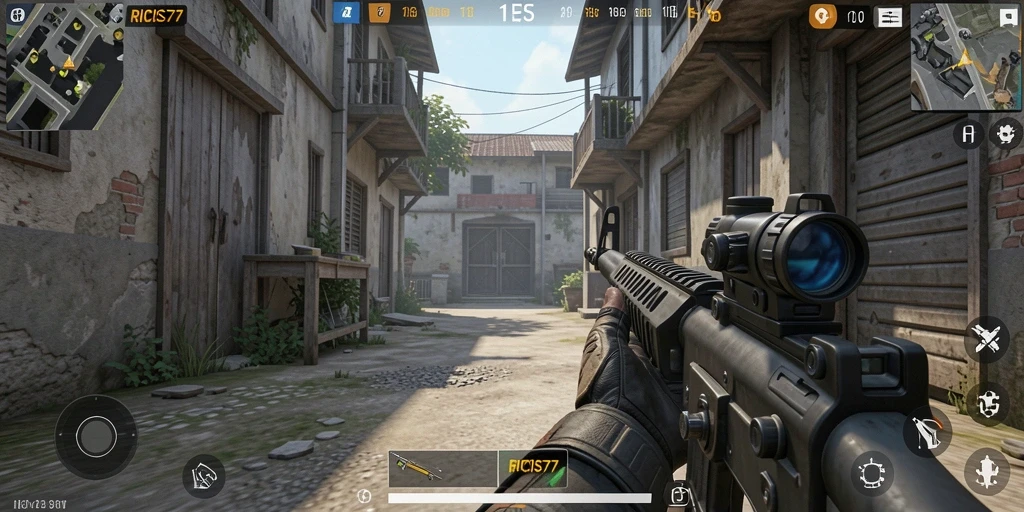 Tangkapan layar gameplay RICIS77 dengan aksi tembak-menembak yang menegangkan.