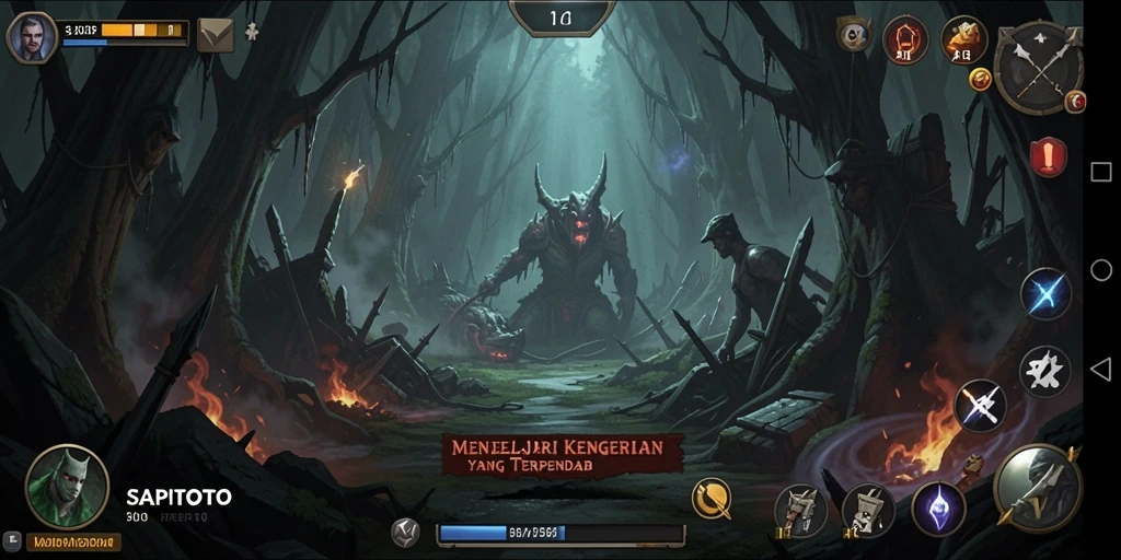 Tangkapan layar SAPITOTO menunjukkan suasana mencekam dalam gameplay.