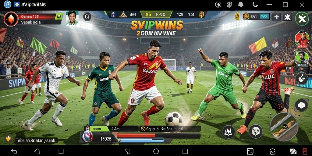 Tampilkan gameplay seru dari SVIPWINS saat pertandingan sepak bola.