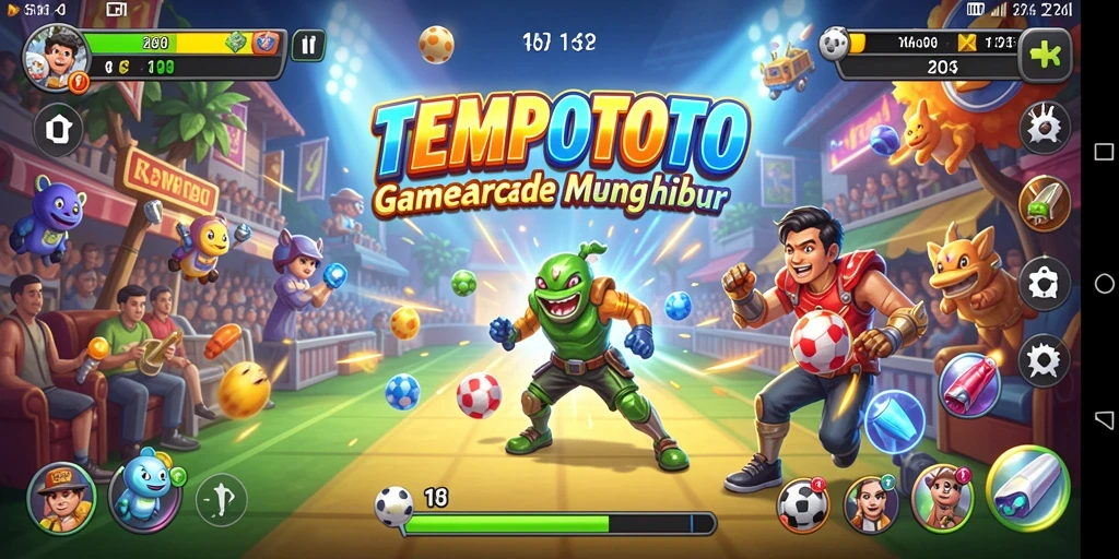Tangkapan layar TEMPOTOTO menampilkan keseruan gameplay Arcade.