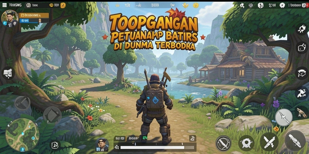 Screenshot gameplay TOOPGWS menampilkan petualangan di dunia terbuka yang luas.