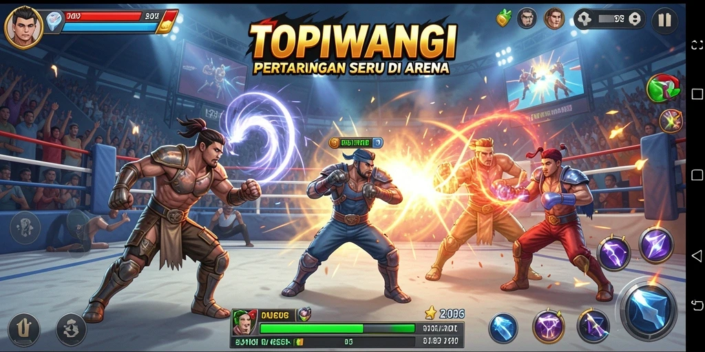 Tampilan gameplay seru dan dinamis di arena pertarungan.
