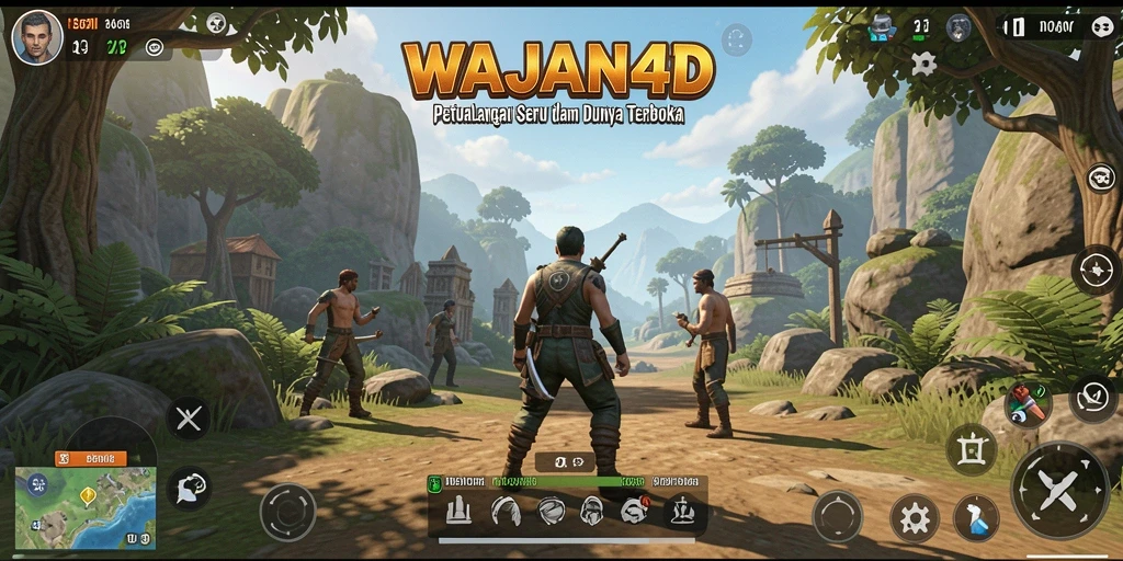 Screenshot gameplay WAJAN4D menampilkan dunia terbuka yang menawan.