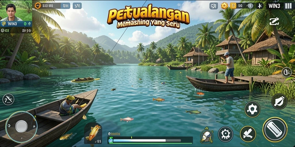 Gameplay menangkap ikan yang adiktif dan mengasyikkan.